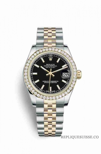 Copie Montre Rolex Datejust 31 Jaune Rolesor Oystersteel Or jaune 18 ct 178383 Cadran Noir m178383-0026