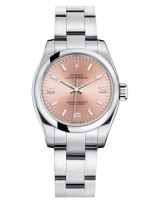 Rolex Oyster Perpetual No Date Acier inoxydable Rose cadran Dames 176200 PAO