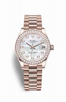 Copie Montre Rolex Datejust 31 18 carats Everose or 278285RBR Blanc nacre sertie de diamants Cadran m278285rbr-0005