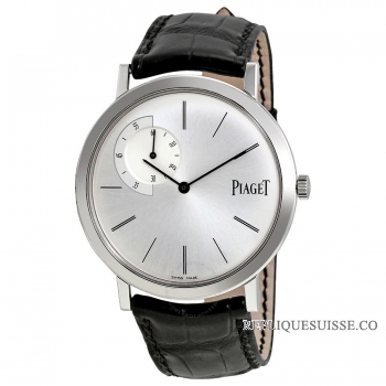 Piaget Altiplano cadran argente cuir noir automatique hommes