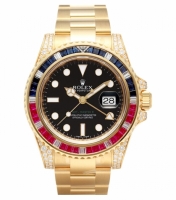 Réplique Rolex GMT Master II en or jaune Cadran Noir 116758 SARU