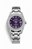 Copie Montre Rolex Pearlmaster 34 18 ct en or blanc ensemble de cosses Violet corset en or 8 carats Set m81159-0046