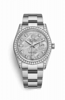 Copie Montre Rolex Day-Date 36 cerceaux en or blanc 18 carats sertie de diamants 118389 Meteorite sertie de diamants Cadran m118389-0105