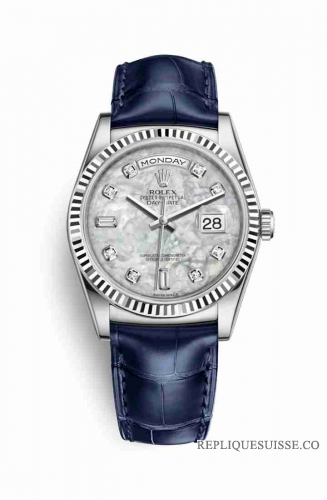 Copie Montre Rolex Day-Date 36 Or blanc 18 ct 118139 Diamants blancs serti de nacre Cadran m118139-0090