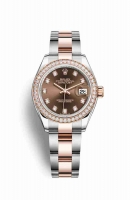 Copie Montre Rolex Datejust 28 Everose Roles ou Oystersteel 18 ct Everose or RBR Chocolat ensemble diamants Cadran m279381rbr-0012