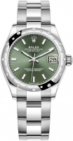 Rolex Datejust 31 Rolesor blanc cadran vert menthe bracelet Oyster