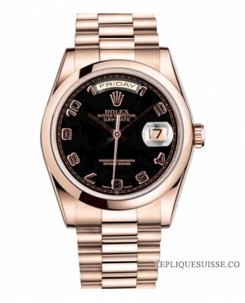 Rolex Day Date Rose Or Noir cadran 118205 BKAP