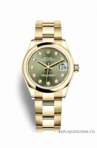 Copie Montre Rolex Datejust 31 or jaune 18 ct 278248 Diamants verts olive Cadran m278248-0017