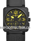 Bell & Ross BR01-94 Carbon Yellow Ltd Chronographe Montre Réplique