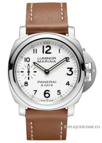 Panerai Luminor Marina 8 Days Acciaio Mechanical blanc Dial hommes Montre Réplique