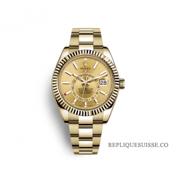 Rolex Sky-Dweller or jaune 18 carats M326938-0003 cadran couleur champagne