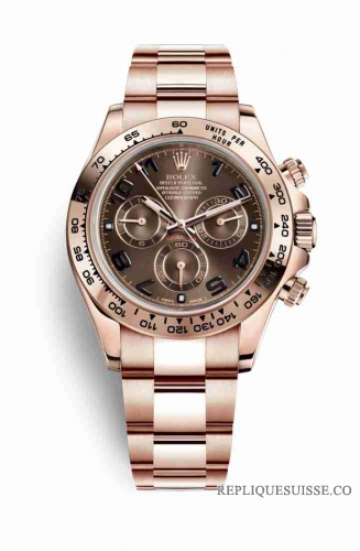 Copie Montre Rolex Cosmograph Daytona 18 ct Everose or 116505 chocolat cadran m116505-0004