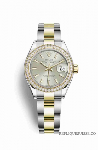 Copie Montre Rolex Datejust 28 Jaune Rolesor Oystersteel or jaune 18 ct RBR Argent Cadran m279383rbr-0018