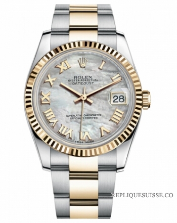 Réplique Rolex Datejust 36mm acier et or Mother of Pearl Dial 116233 MRO