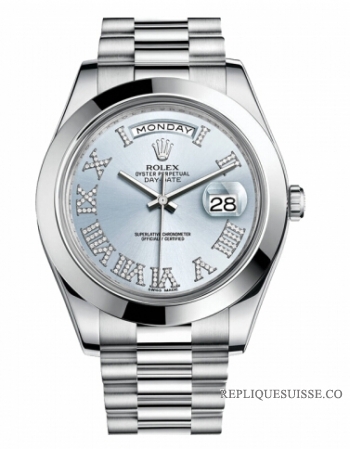 Réplique Rolex Day Date II President Platinum Ice bleu cadran 218206 IBLD 218206 IBLDRP