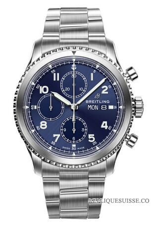 Copie Montre Breitling Navitimer 8 chronographe cadran bleu en acier Bracelet A13314101C1A1