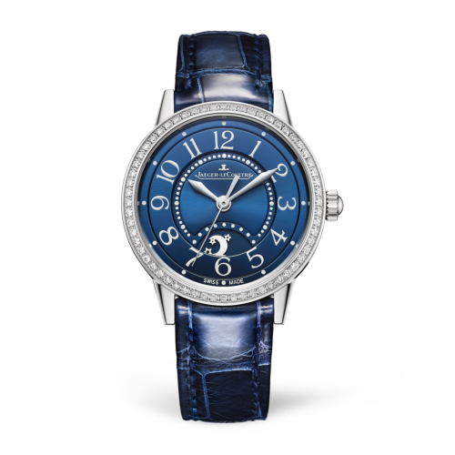 Copie Montre Jaeger-LeCoultre Rendez-Vous Night & Day Petit Acier Inoxydable/Diamant/Bleu/Alligator 3468480