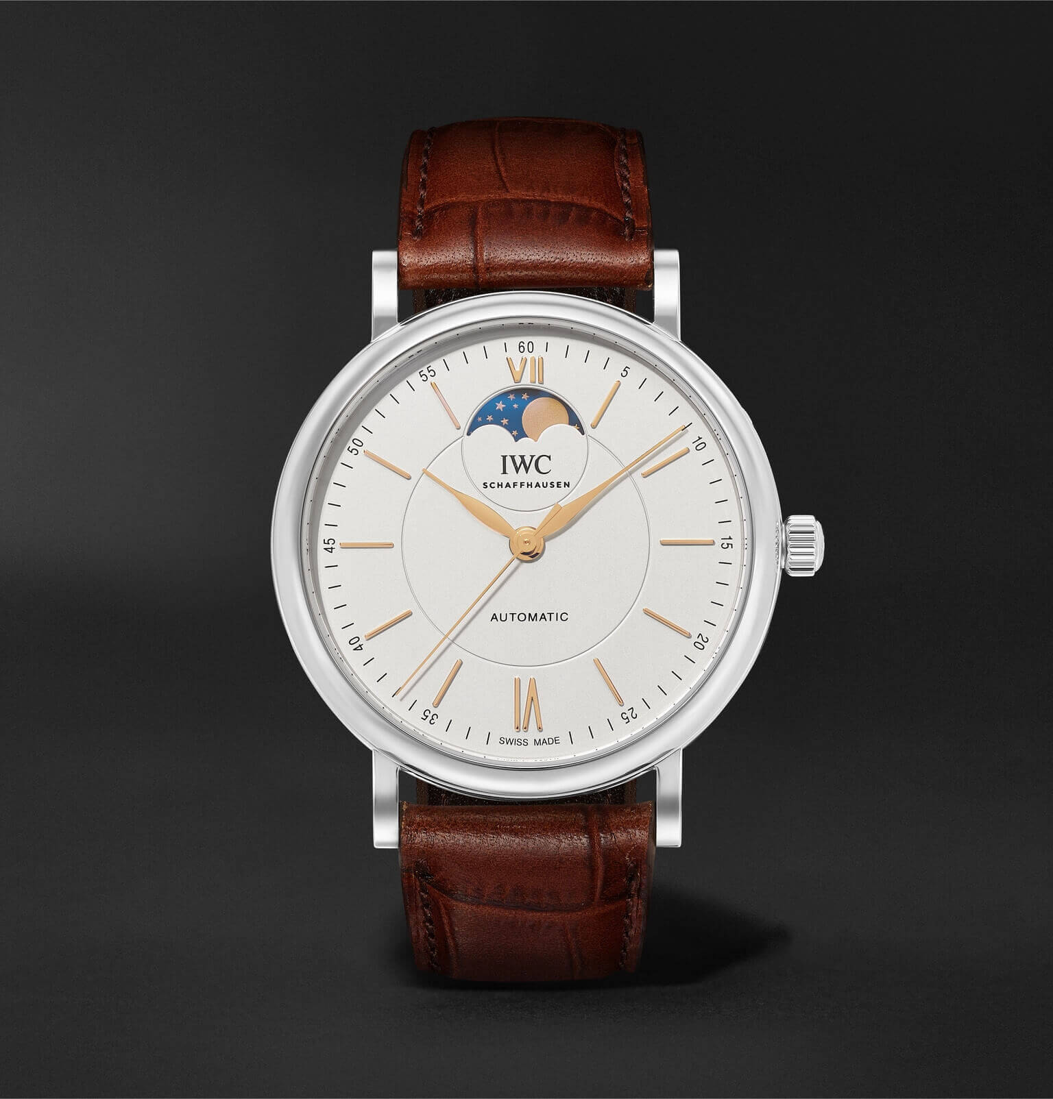 Réplique IWC Portofino automatique cadran argente phase de lune IW459401