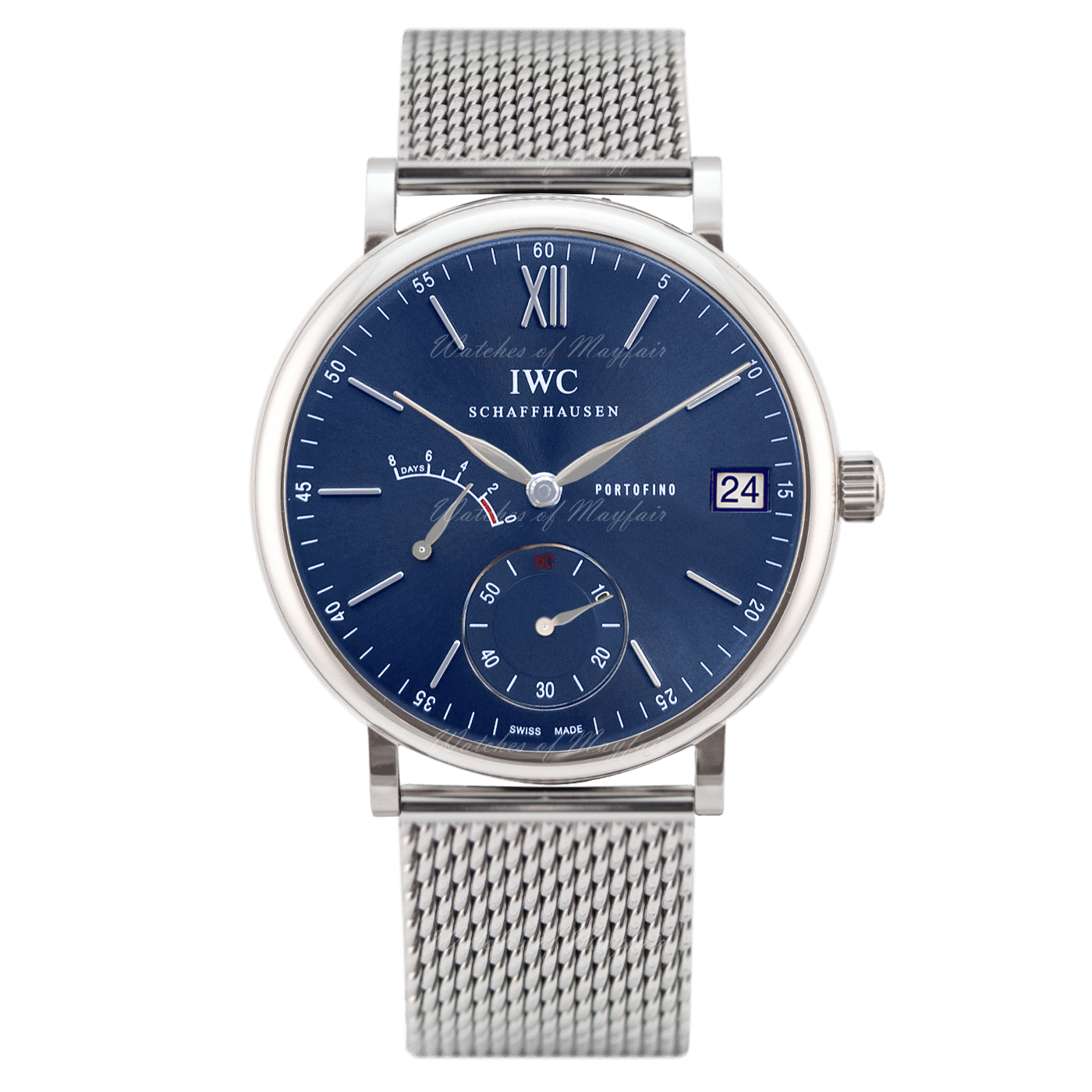 Réplique IWC Portofino a remontage manuel huit jours a remontage manuel cadran bleu hommes