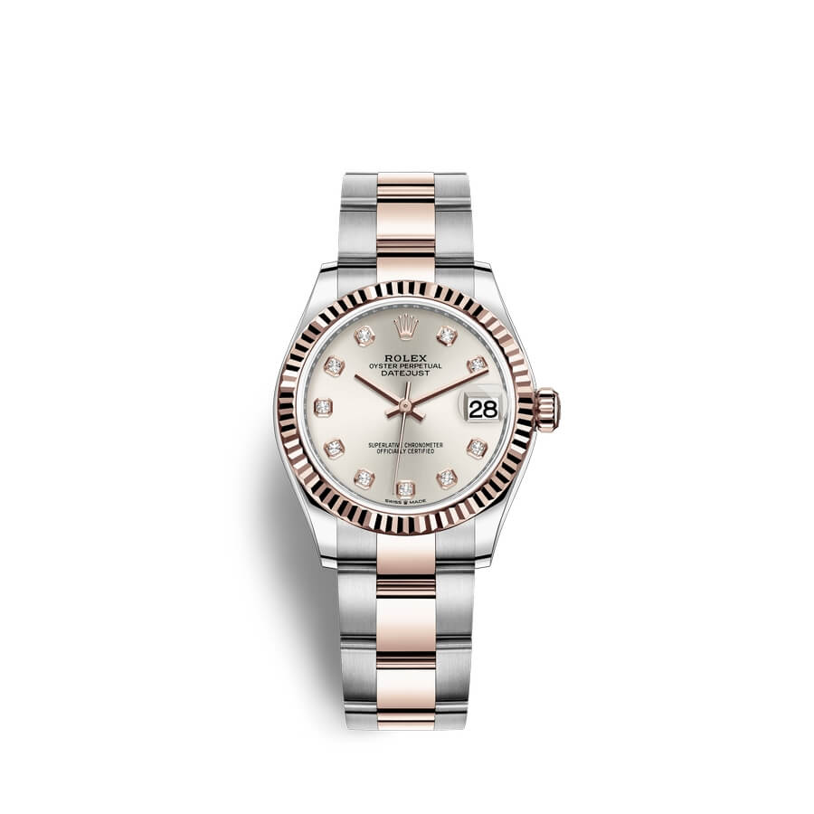 Rolex Datejust 31 Oystersteel Or Everose 18 ct M278271-0015 Argent serti de diamants Cadran