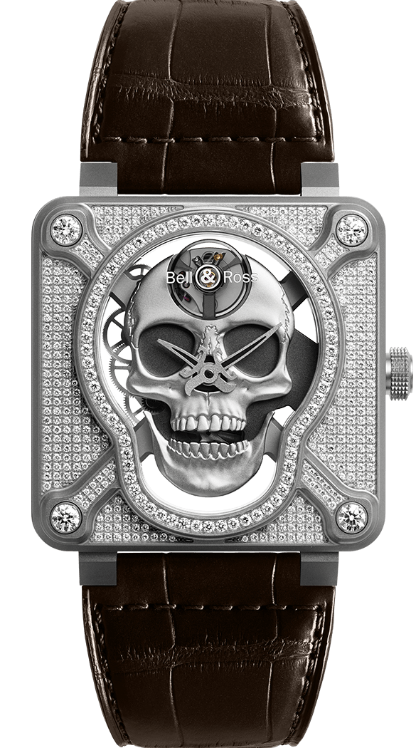 Copie de Bell & Ross BR 01 Laughing Skull Full Diamond BR01-SKULL-SK-FLD