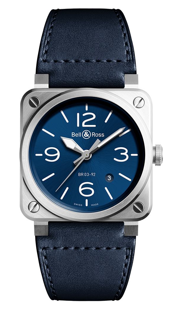 Réplique Montre Bell & Ross Instruments Montre pour homme en acier bleu BR0392-BLU-ST/SCA