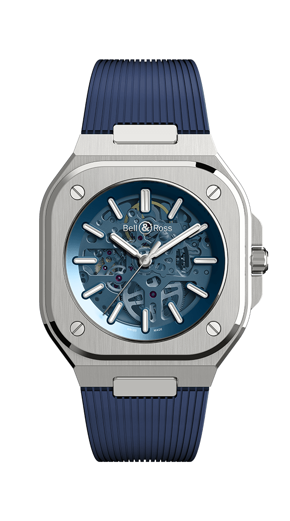 Bell Ross BR 05 Acier Inoxydable / Bleu Squelette / Bracelet (BR05A-BLU-SKST/SRB)