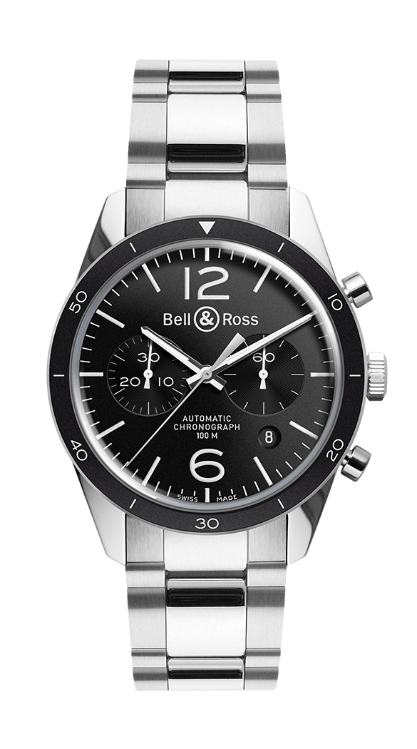 Bell Ross Vintage Sport Noir Chronographe Cadran Automatique BRV126-BL-BE-SST