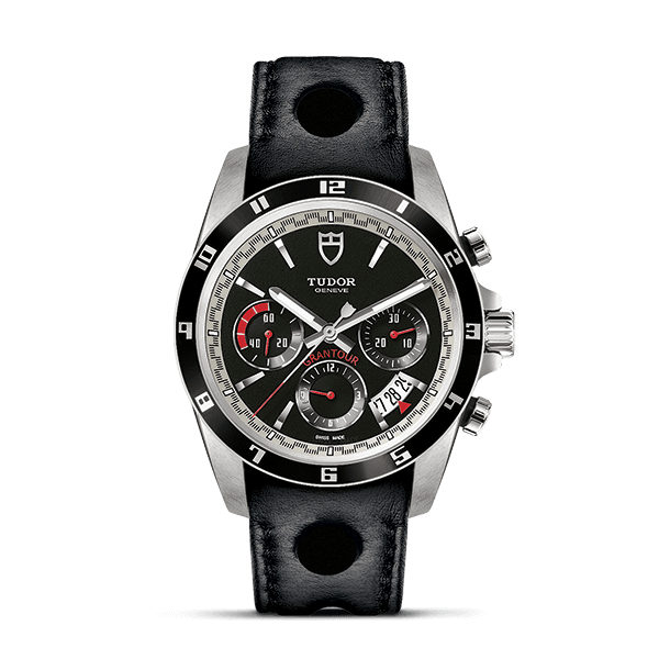 Tudor Grantour Chrono cadran noir bracelet en cuir M20530N-0009