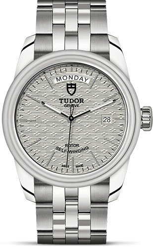 Copie de Tudor Glamour Day Date Acier Inoxydable / Jacquard Argent / Bracelet m56000-0003