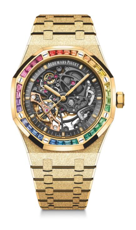 Réplique Audemars Piguet Royal Oak 41 Double Balancier Ajoure Or Jaune Givre Rainbow 15412BA.YG.1224BA.01