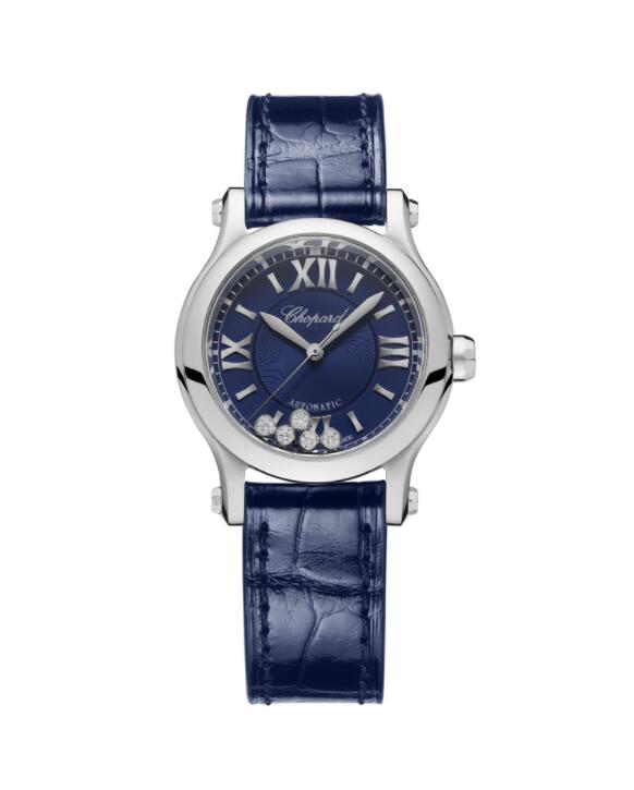 Réplique Chopard Happy Sport 30 mm Bleu Alligator Dames 278573-3016