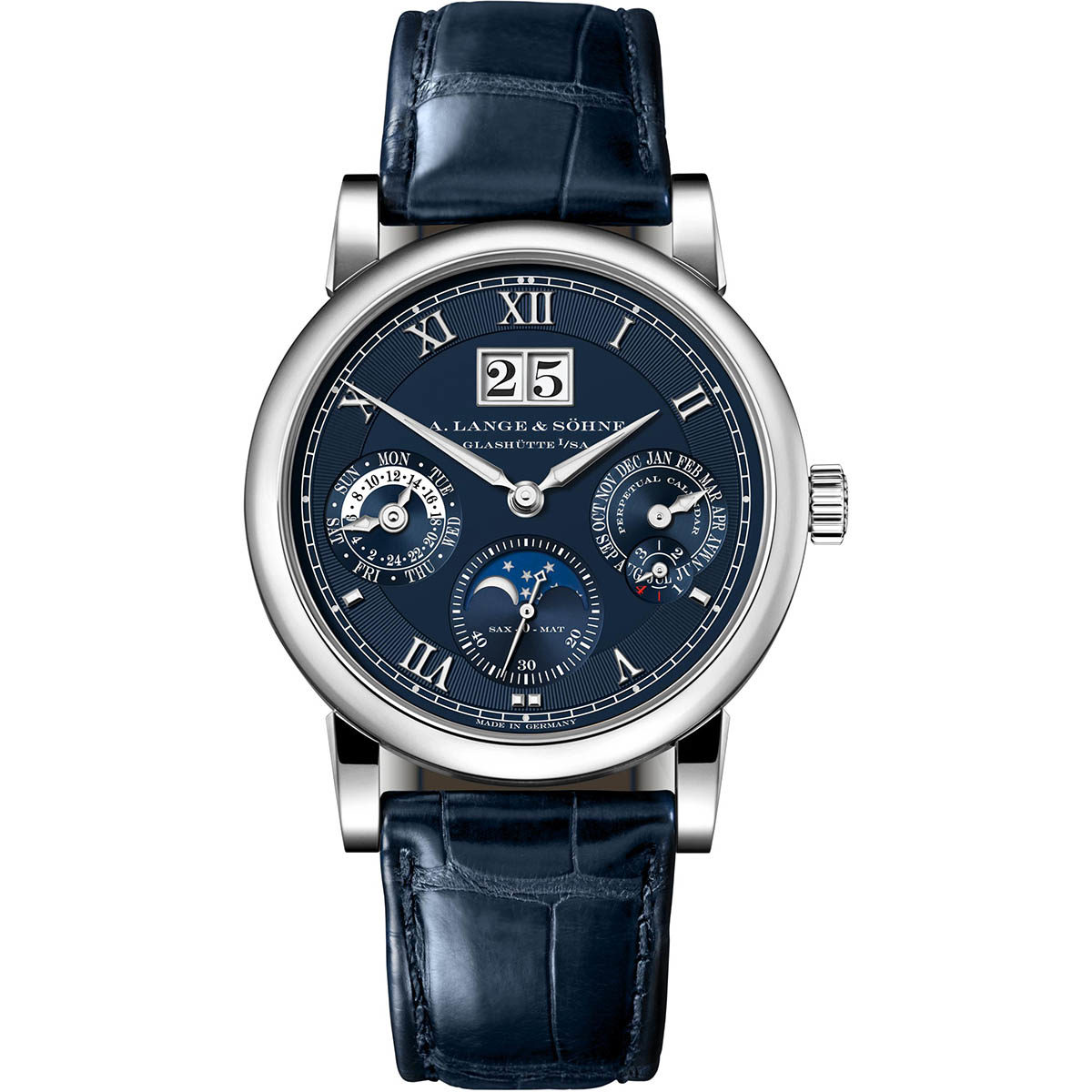 Copie de A. Lange & sohne Langematik Perpetual Or gris avec cadran bleu 310.028