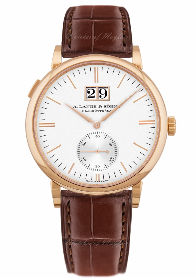 Copie de A. Lange & sohne Saxonia Outsize Date Or rose rose Argente Cadran 38,5 mm 381.032