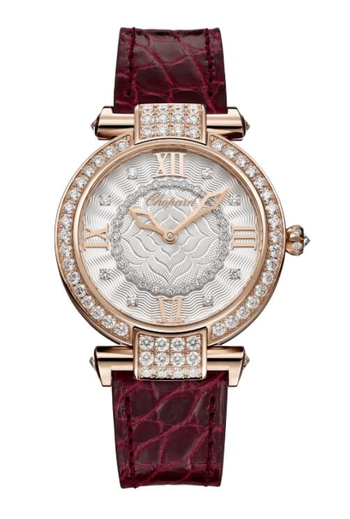 Copie de Chopard Imperiale Joaillerie Montre en or rose 18 carats avec diamants et bracelet en cuir