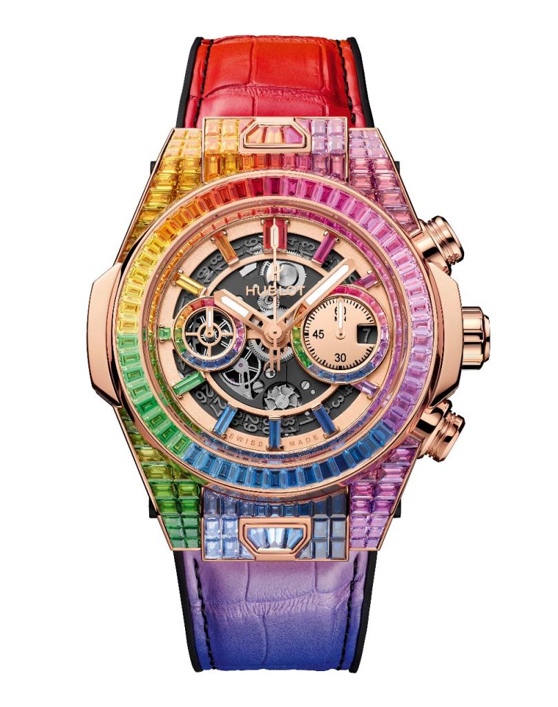 Réplique Hublot Big Bang Unico Baguette complete King Gold Rainbow 45 mm 411.OX.9099.LR.9999