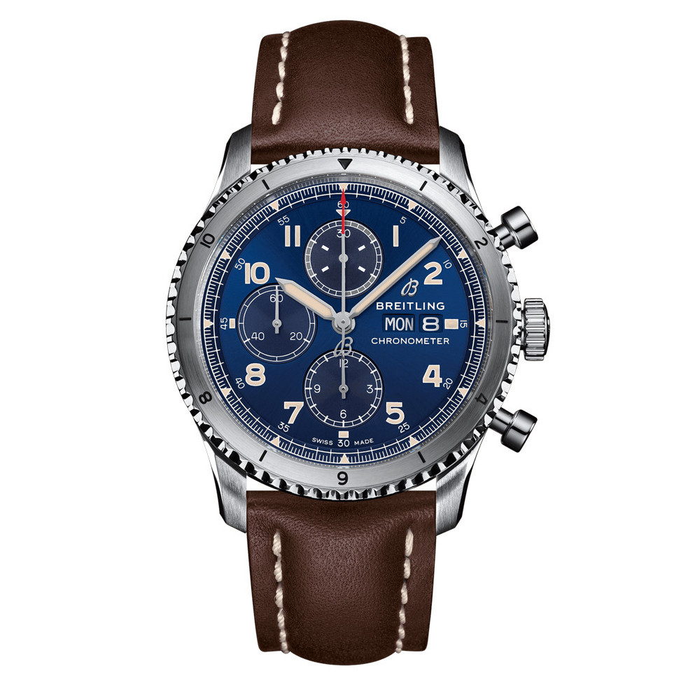 Réplique Breitling Aviator 8 Chronographe Automatique Chronometre Cadran Bleu Homme A13316101C1X2