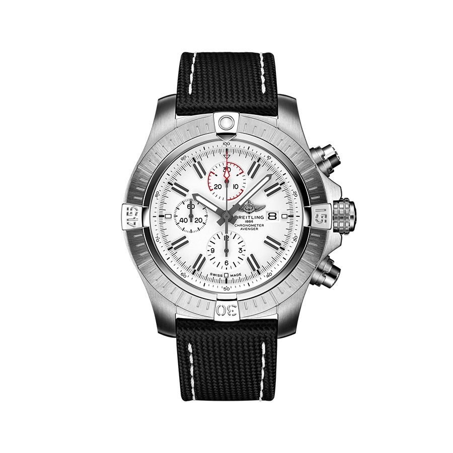 Réplique Breitling Super Avenger Chronographe 48 edition Limitee Cadran Blanc Bracelet Cuir Anthracite Homme A133751A1A1X1