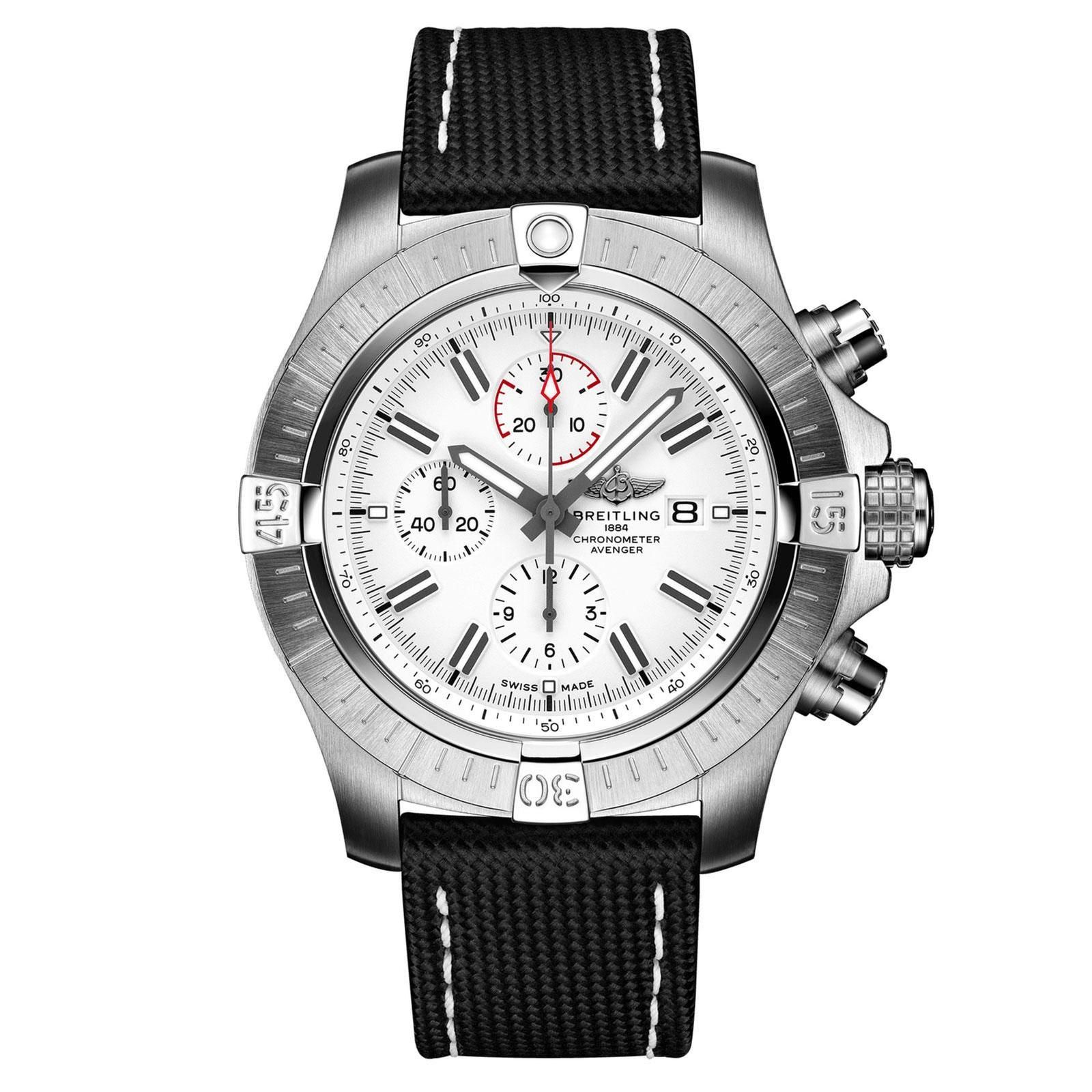Réplique Breitling Super Avenger chronographe automatique cadran blanc pour homme A133751A1A1X2