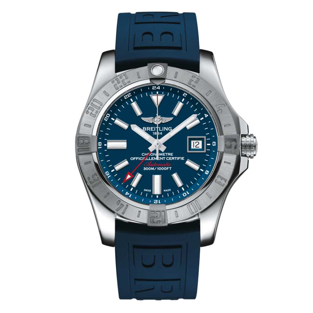 Réplique Breitling Avenger Avenger II GMT Mariner cadran bleu bracelet en caoutchouc Tang pour homme A32390111C1S2