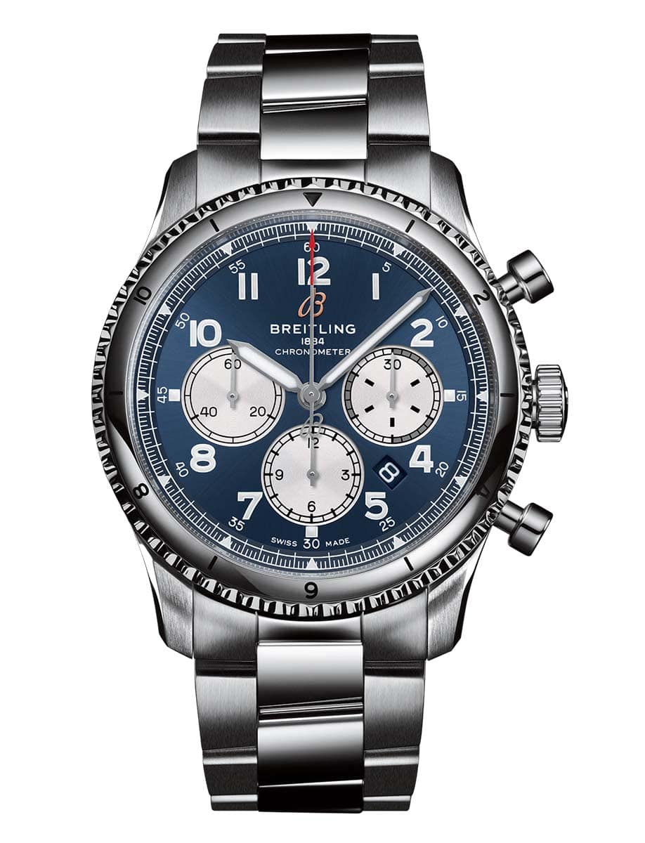 Copie de Breitling Aviator 8 B01 Chronographe 43 Cadran Bleu Acier Inoxydable Homme AB0119131C1A1