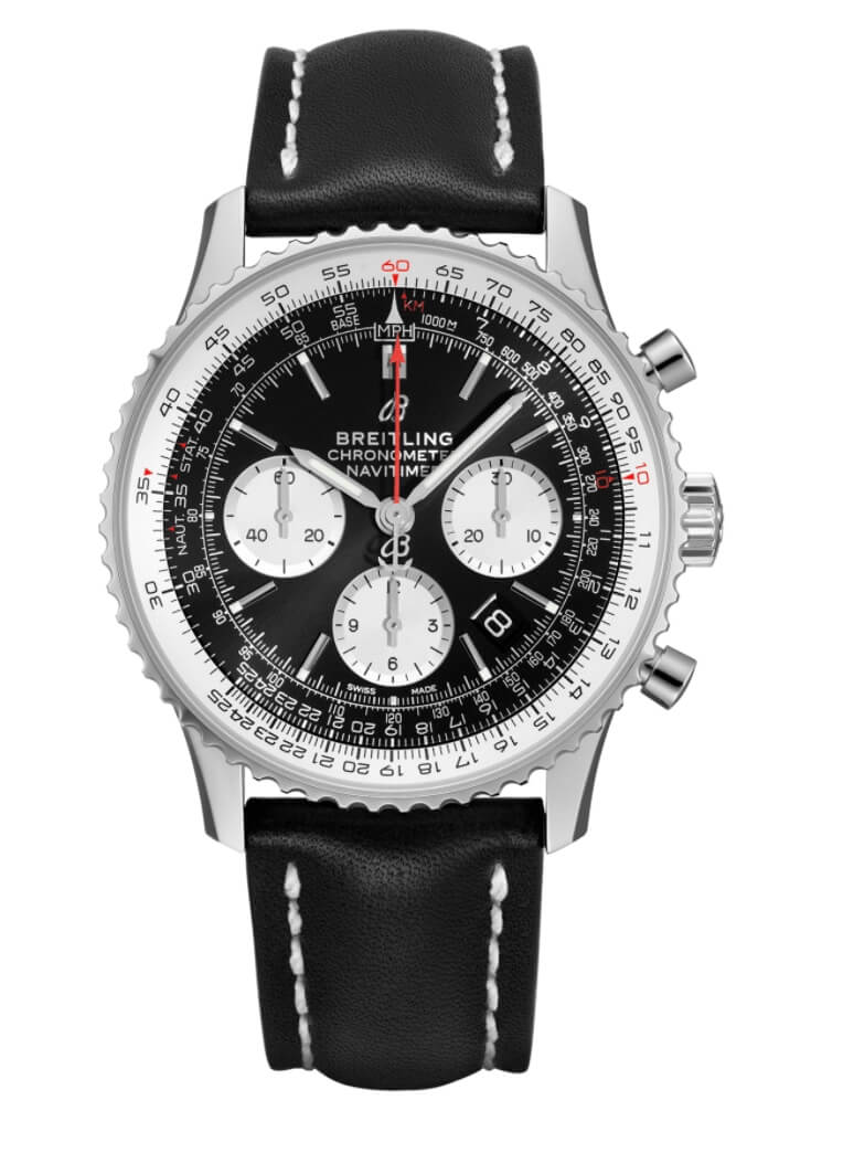 Copie de Breitling Navitimer 1 B01 Chronographe 43 Cadran Noir Deploiement Bracelet en Cuir Homme AB0121211B1X2