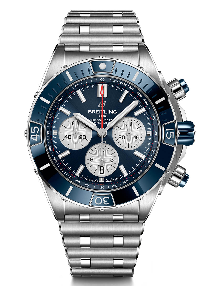 Copie de Breitling Super Chronomat Automatique Cadran Bleu Acier Homme AB0136161C1A1