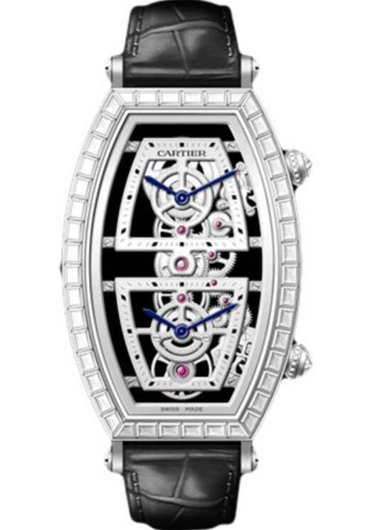 Copie de Cartier Tonneau Squelette Xl Platine Diamant HPI01291