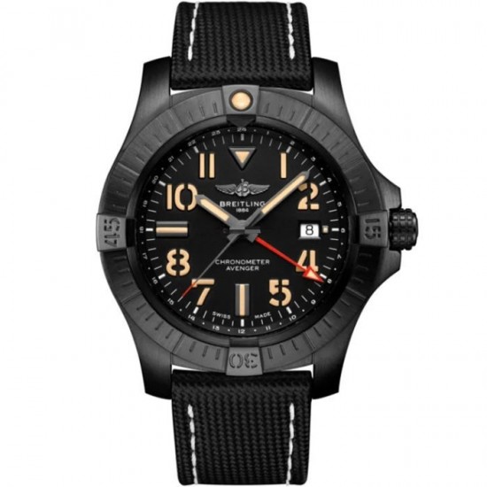 Copie de Breitling Avenger Automatic GMT 45 Night Mission Cadran Noir Bracelet Cuir Homme V32395101B1X3