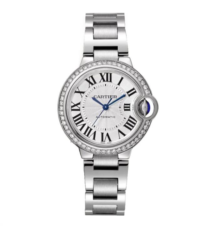 Réplique Cartier Ballon Bleu 33mm Cadran Argent Bracelet Acier Unisexe W4BB0023