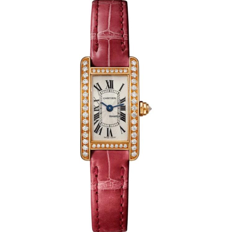 Copie de Cartier Tank Americaine Mini Modele Or Rose 18K & Diamants Dames WJTA0026