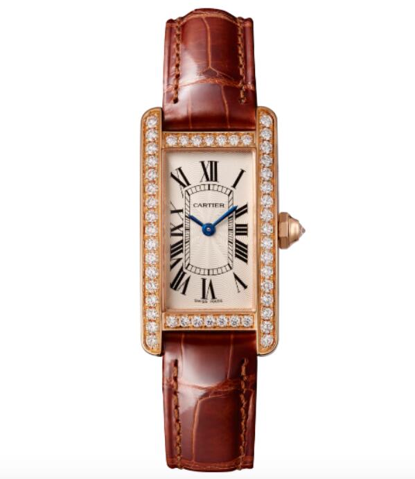 Copie de Cartier Tank Americaine Petit Modele Or Rose 18K & Diamants Dames WJTA0028