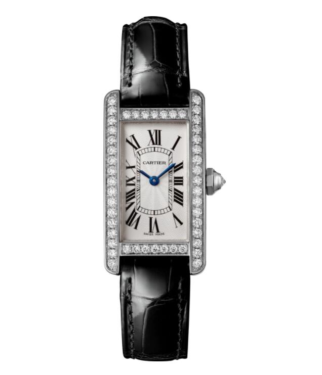 Réplique Cartier Tank Americaine Petits diamants en or blanc Moedel WJTA0029