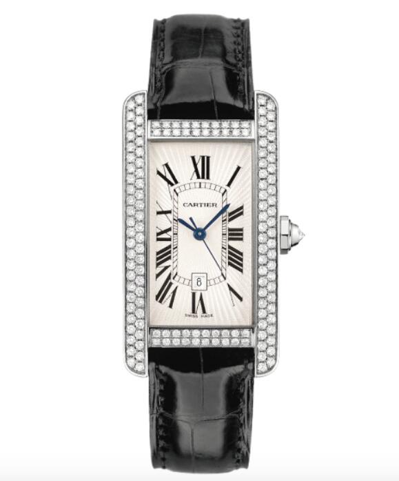 Réplique Cartier Tank Americaine Moyen Modele Or Blanc 18K & Diamants Femme WJTA0031